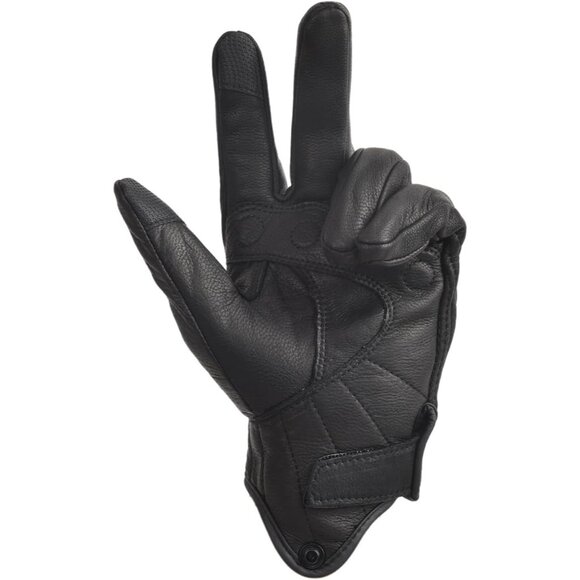 Men's Black Touchscreen Dirt Biker Riding Hunting Motorcycle Leather Gloves - Picture 3 of 8